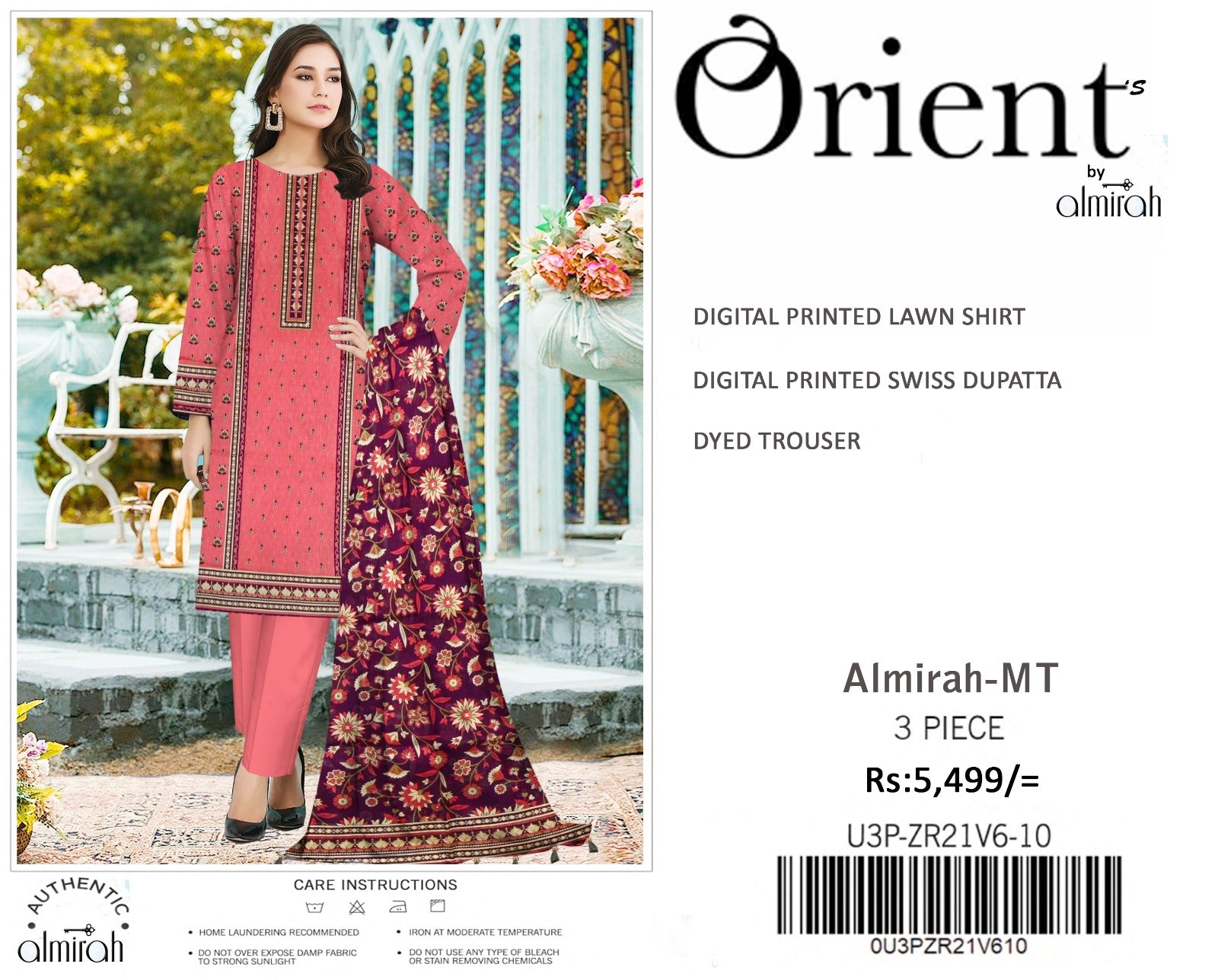 Almirah Printed Lawn 3-Piece Unstitched Suit with Swiss Dupatta