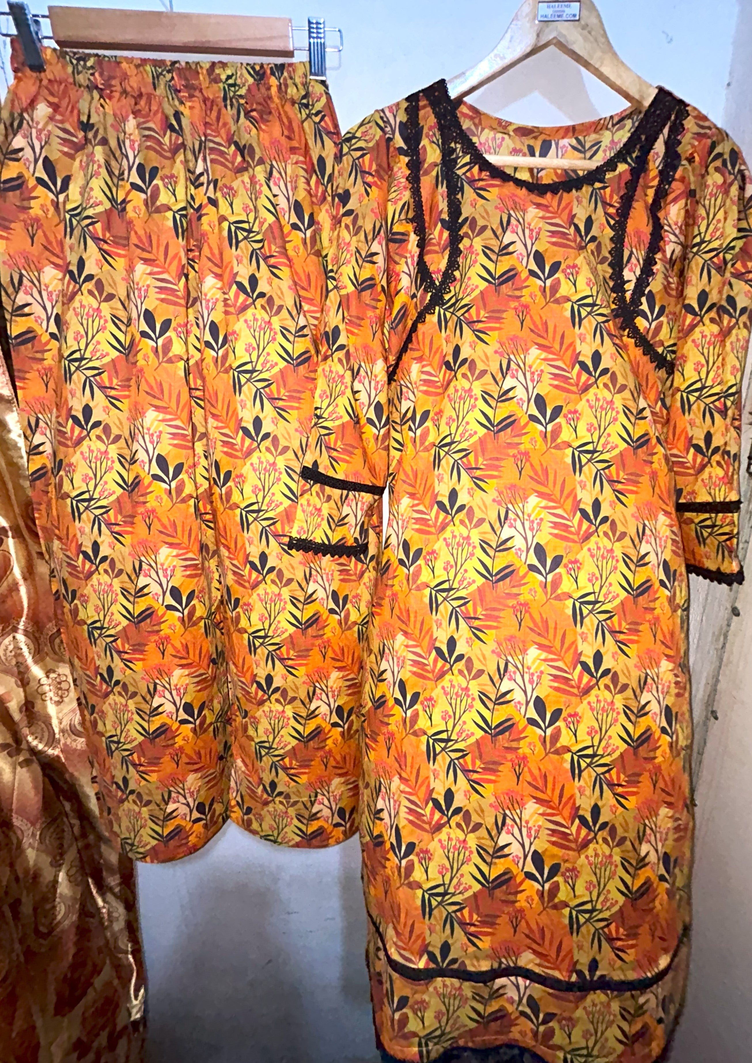 Orange-Yellow Haleeme 2pc Ready to Wear Printed Lawn